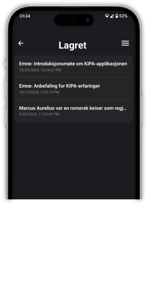 Tidligere lagret notat